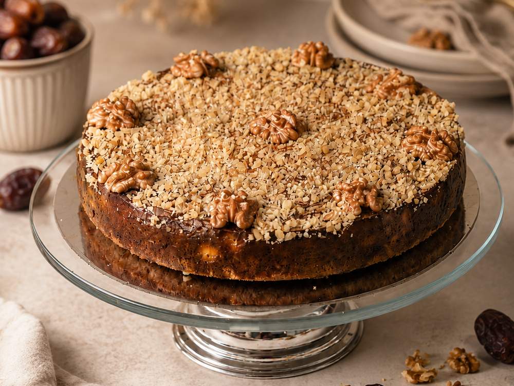Date and walnut cheesecake