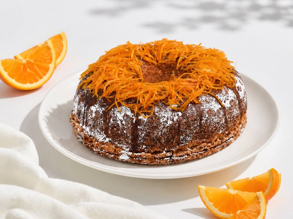 Orange zest cake with candied orange